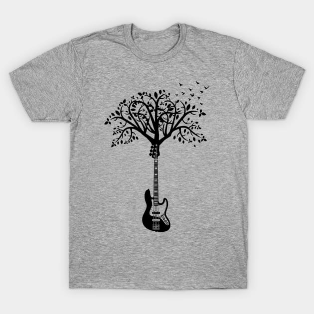 Bass Guitar Tree Light Theme T-Shirt by nightsworthy